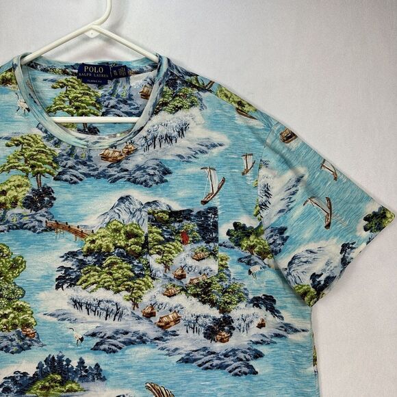 Polo Ralph Lauren T-Shirt Men's XL Japanese Seascape Short Sleeve Classic Fit - Picture 4 of 11